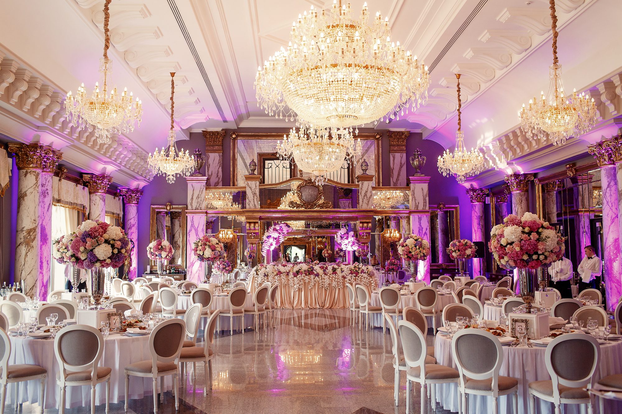 Elegant decorated event ballroom